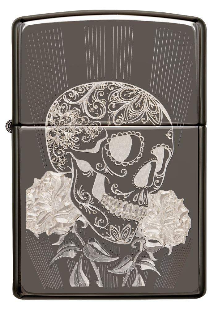 Zippo Fancy Skull Black Ice Pocket Lighter Zippo